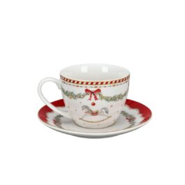 Porcelanowa filiżanka ze spodkiem Happy Holidays 250 ml Isabelle Rose