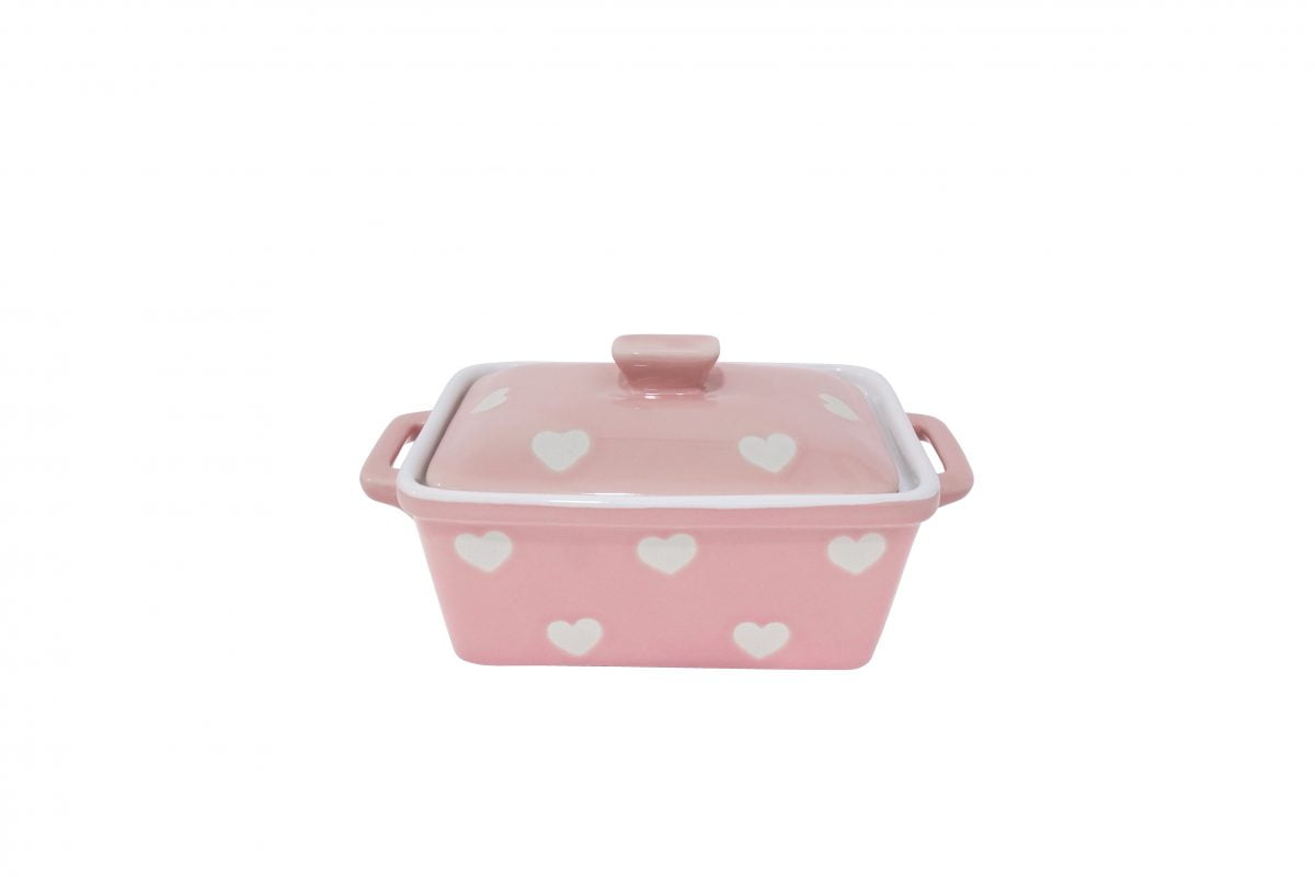 Ceramiczna Maselniczka Różowa W Serduszka Isabelle Rose