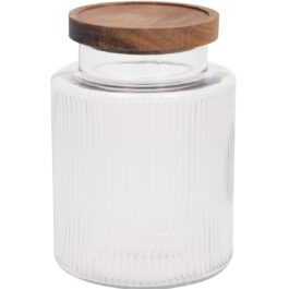 Szklany słoik do przechowywania Green Gate 1,5l z drewnianą pokrywką