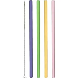 Zestaw 4 kolorowych słomek szklanych Leonardo