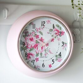 Metalowy zegar ścienny Bella Pink Isabelle Rose