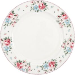 Porcelanowy talerz obiadowy Clara White Green Gate