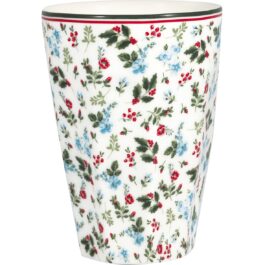 Porcelanowy kubek French latte Carty White Green Gate