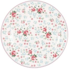 Porcelanowy talerz Mille White Green Gate