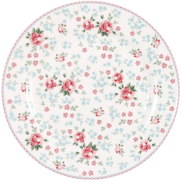 Porcelanowy talerz Mille White Green Gate